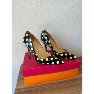 Kate Spade “Licorice” Black & Cream Polka Dot Patent Leather Heels – Size 7M